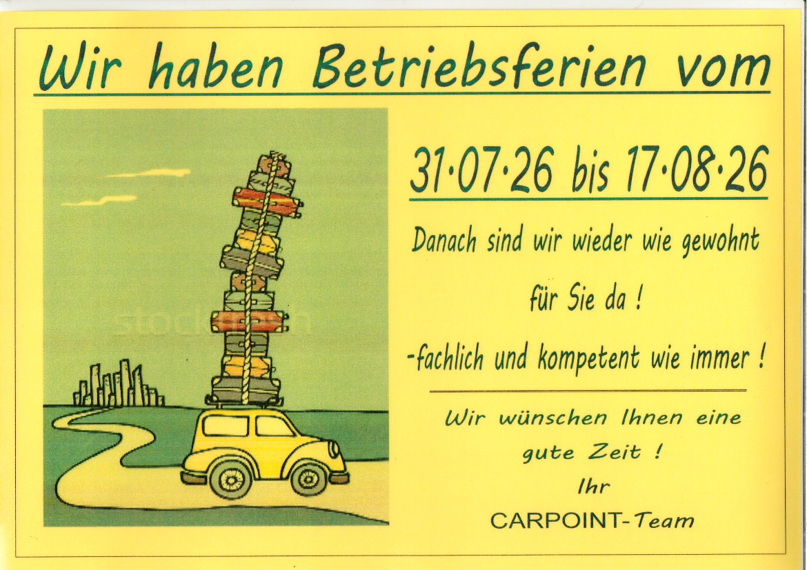 Sommer Betriebsferien 31.07.26 17.08.26